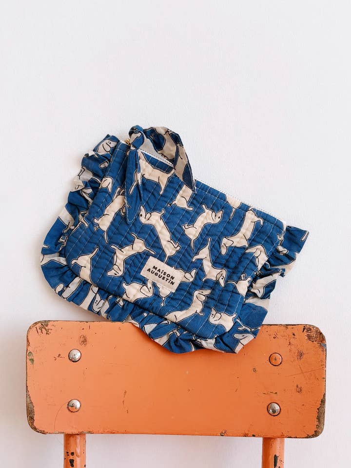 Small Dachshund Pouch Blue for wholesale by Maison Augustin