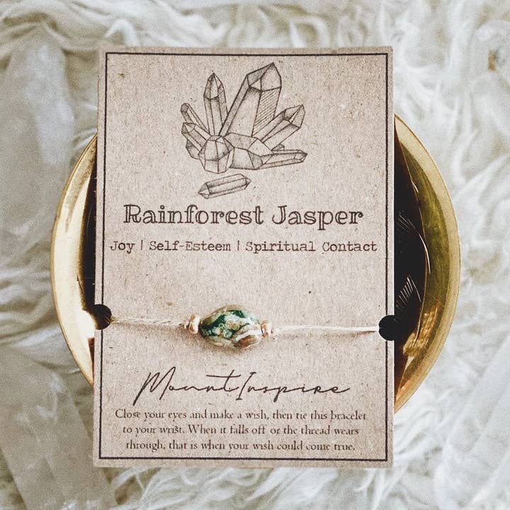 Rainforest Jasper Crystal Wish Bracelet with Gold Beads for wholesale by MountInspire Ltd.