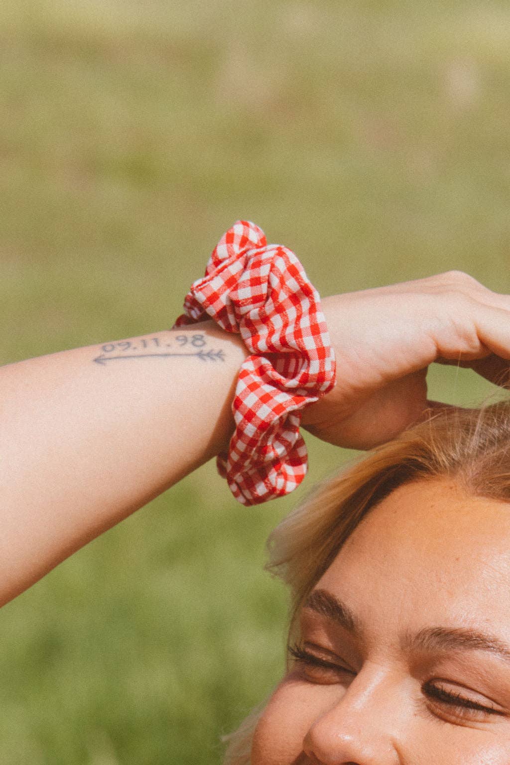 Shop Andi - Wholesale Scrunchie - Women's - Red Checkered Oversized Scrunchie