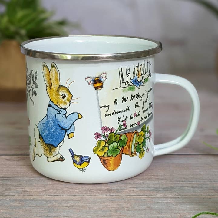 Beatrix Potter's Peter Rabbit Enamel Mug for wholesale by Robert Frederick Ltd