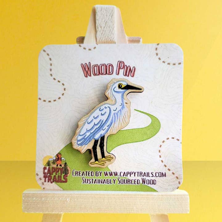 Cappy Trails - Wholesale Lapel Pin/Button - Snowy Egret Wood Pin0