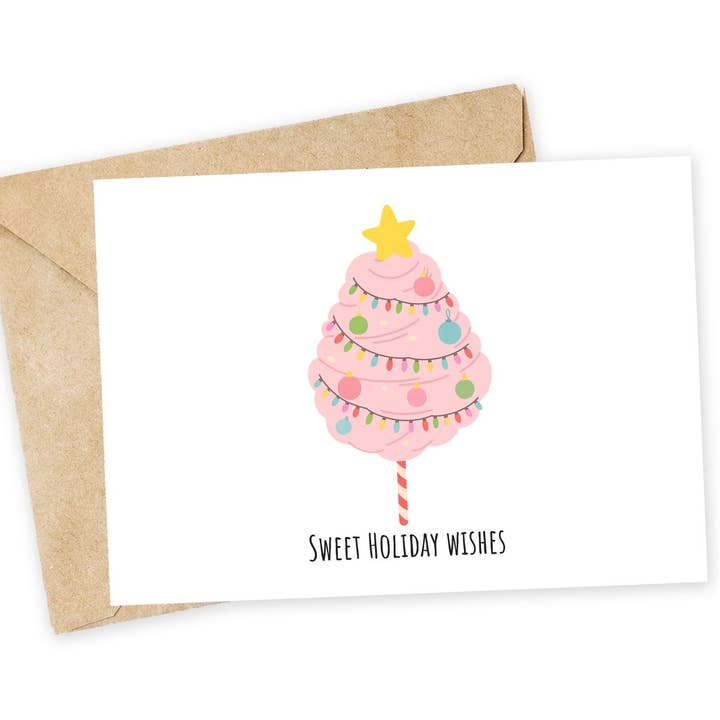 Douces Vœux de Fêtes - Carte de Noël Barbe à Papa pour la vente par Chewy Lemon Studio