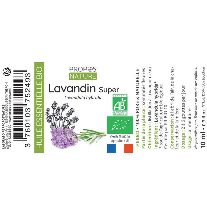 Propos'Nature - Wholesale Essential Oil - Organic Lavandin Super Essential Oil 10ml8