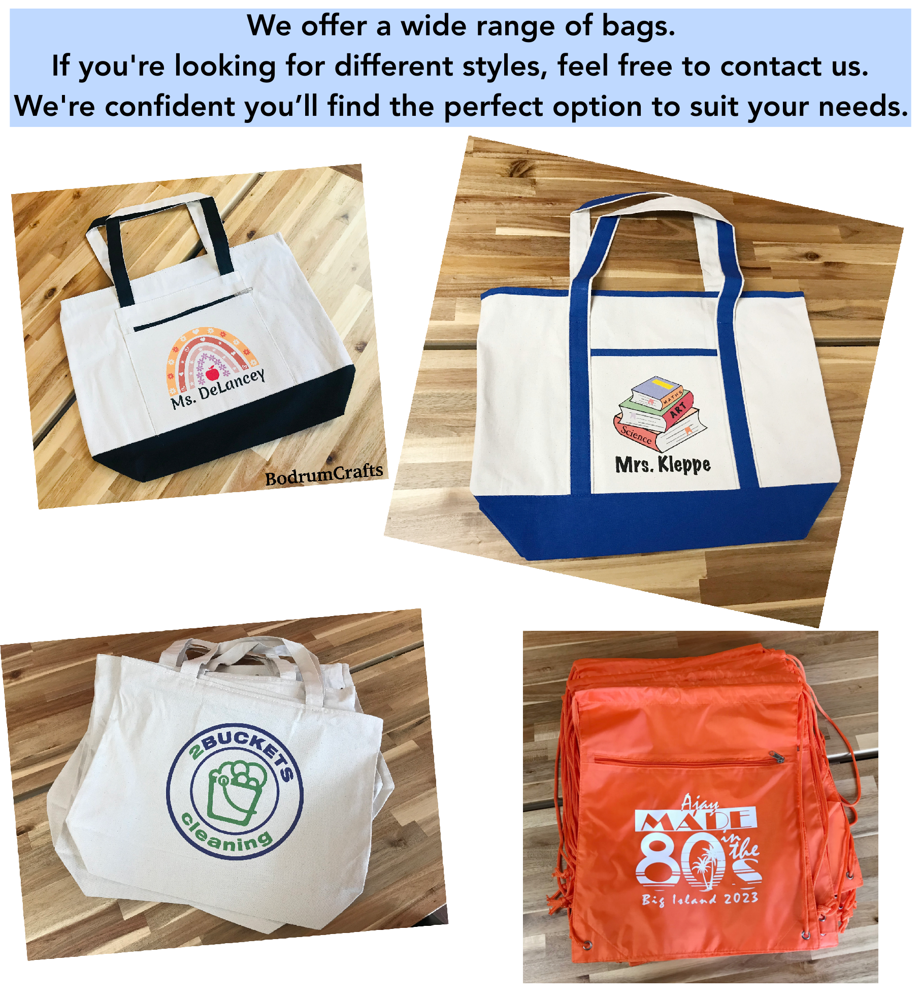 BodrumCrafts - Vente Tote bag – unisexe - Sacs en coton imprimés personnalisés, sacs fourre-tout en vrac personnalisés7