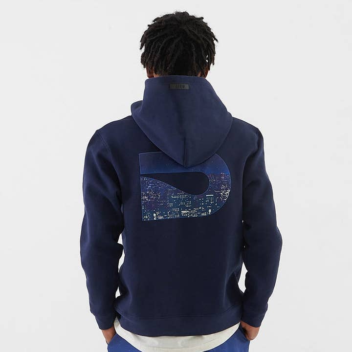 CITY LIGHTS GRAPHIC HOODIE-NAVY for wholesale by THE DRIP SHOP