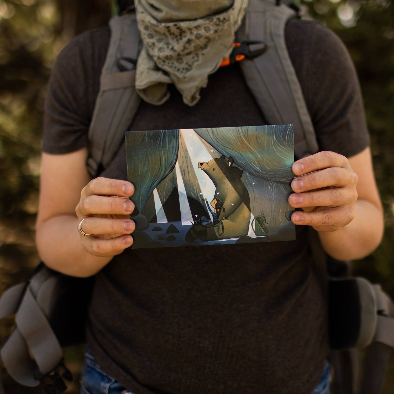 Megan Marie Myers Art - Vente Carte de vœux classique - Carte vierge - Puits de lumière Cave Ours (Design 27)2