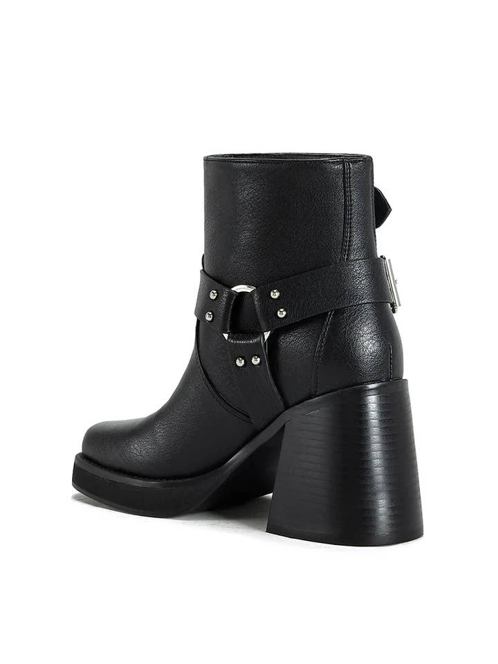Azalea Wang - Wholesale Booties - Women's - SCOOTER-BLACK HEELED MOTO BOOT