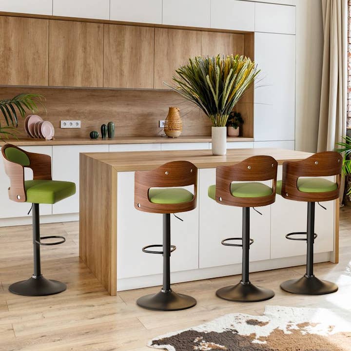 BlakOutlet - Wholesale Stool - Set of 2 Wooden Barstools PU Leather Upholstered Bar Chairs38