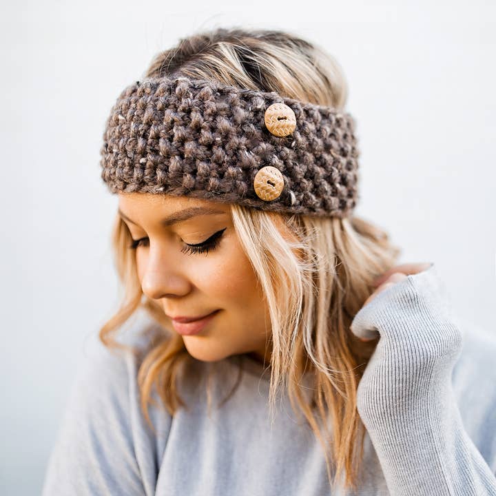 JackiBean – wholesale Öronvärmare - Dam – Handstickad knapp Band Öronvärmare1