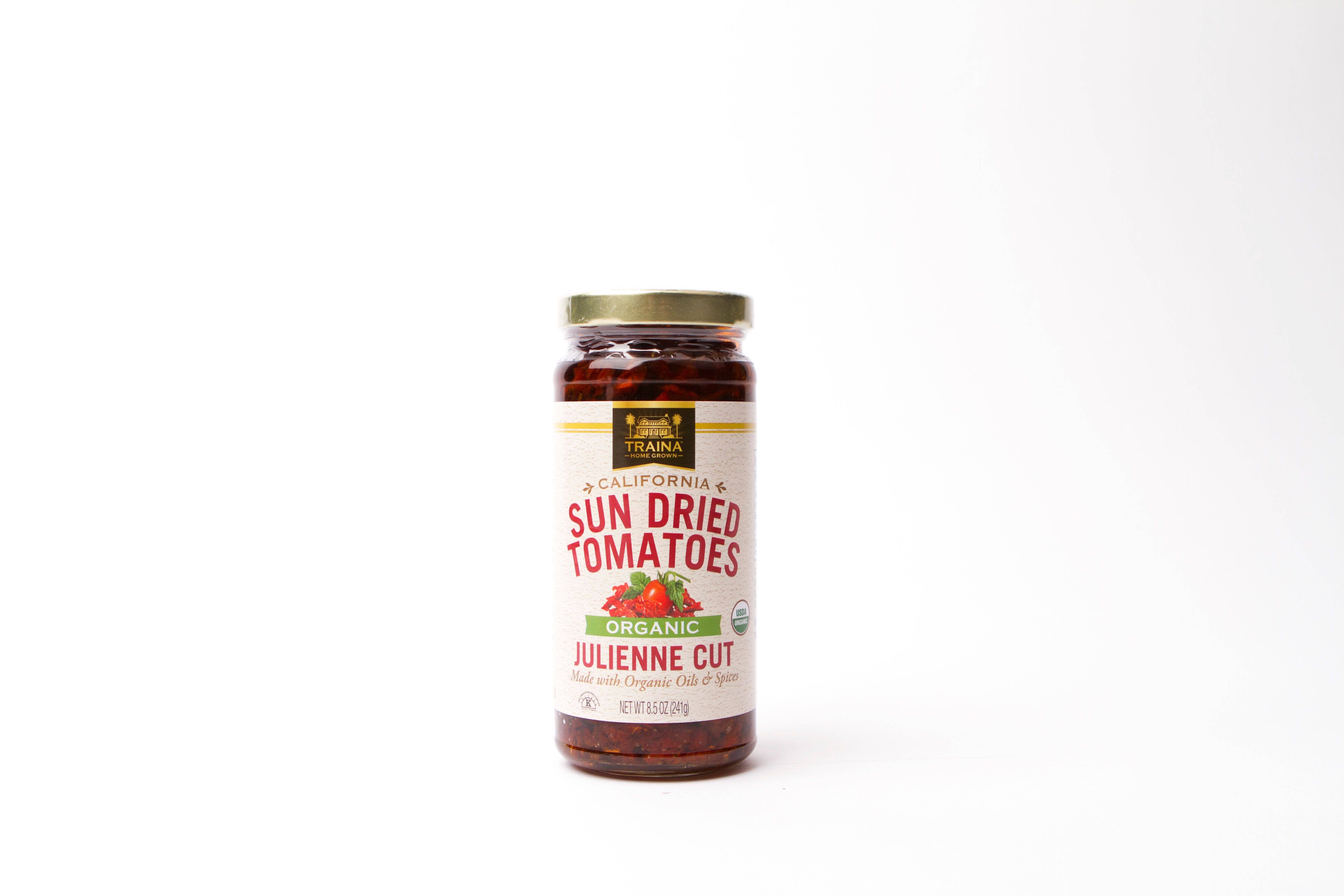 Traina Home Grown - Wholesale Dried/Dehydrated Vegetables - 12 pack of Organic Sun Dried Tomatoes in Oil Julienne