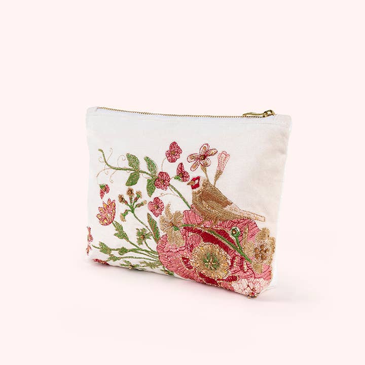 *SS26* Bolsa Média Bordada com Fecho - Flores Finas, Creme por atacado de Powder Design - Europe