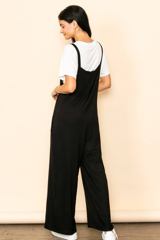 Elloh Collection - Wholesale Jumpsuit - Women's - Casual Comfy Wide Leg Overall Jumper w Bib and Side Pockets20