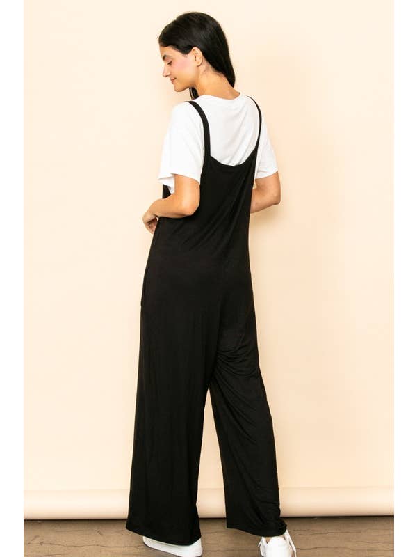 Elloh Collection - Wholesale Jumpsuit - Women's - Casual Comfy Wide Leg Overall Jumper w Bib and Side Pockets20