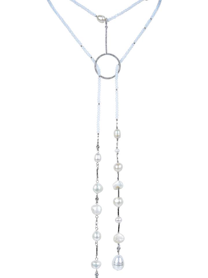 Original Design Pearls Crystal Beads Long Necklace for wholesale by Ole