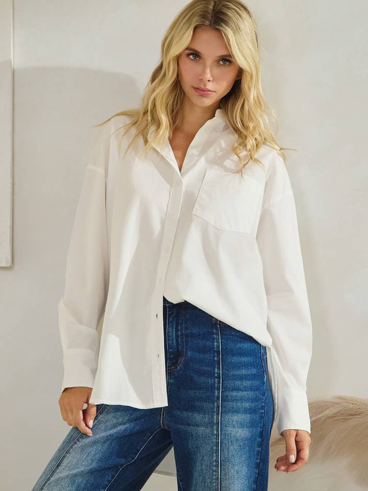 BUTTON DOWN HIGH-LOW AND SIDE SLITS COTTON SHIRTS for wholesale by Star Drop