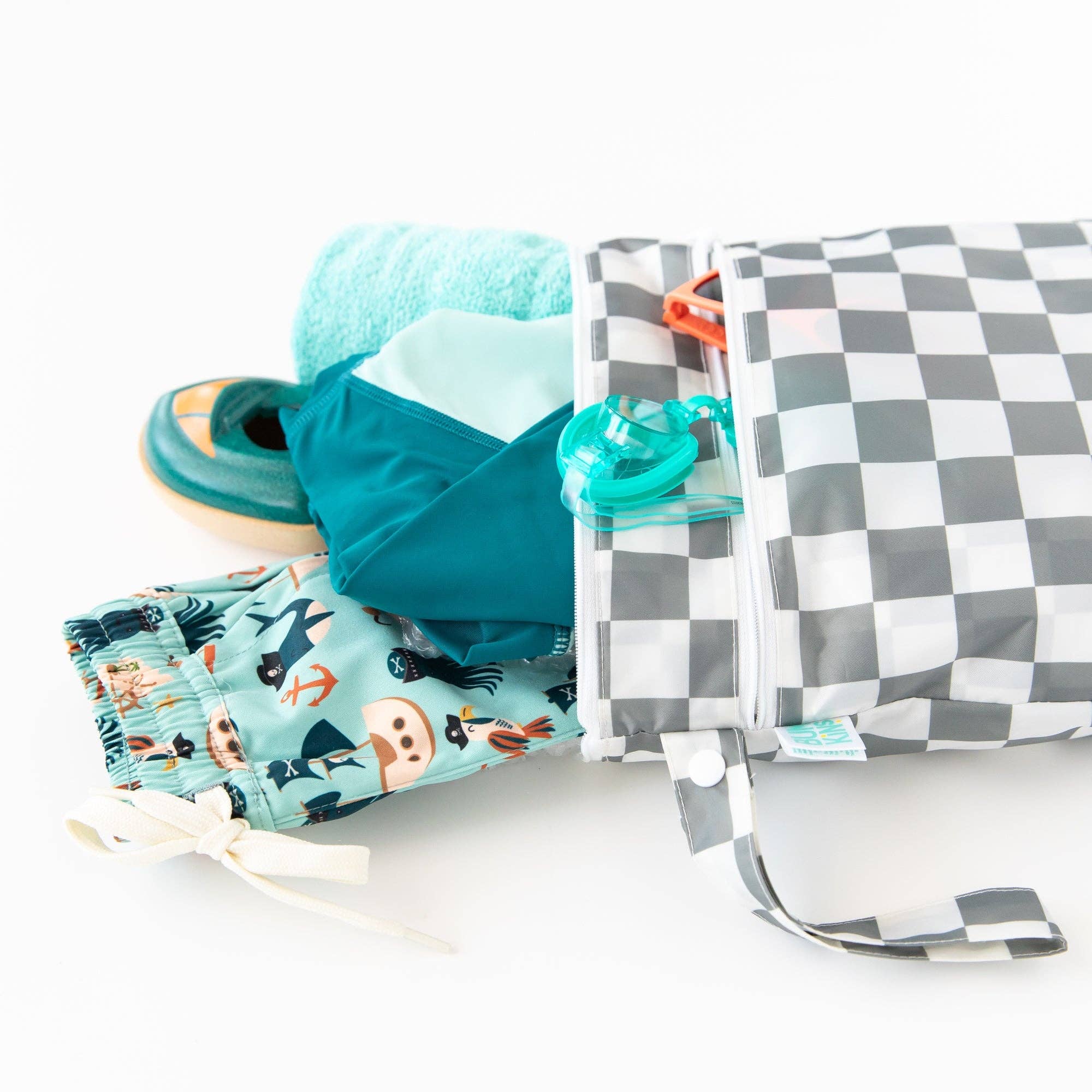Bumkins - Vente Sac étanche - Enfant et bébé - Sac étanche et humide : Charcoal Check2