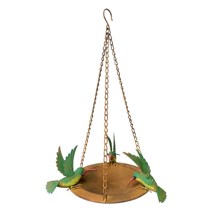 Metal Three Hummingbirds Rustic Hanging Bird Feeder for wholesale by Continental Art Center