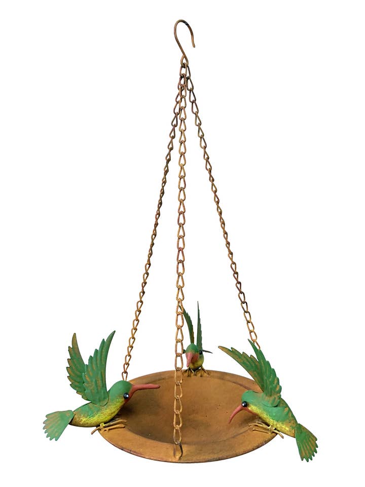 Metal Three Hummingbirds Rustic Hanging Bird Feeder for wholesale by Continental Art Center