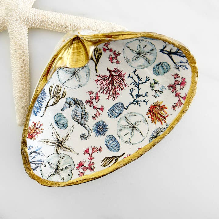 Under the Sea Decoupage Clam Shell Trinket Dish for wholesale by Adori Designs