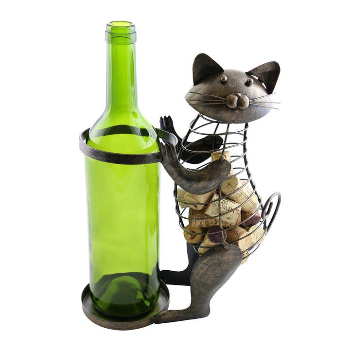 11" Cat Bottle & Cork Holder for wholesale by Three Star IM/EX Inc.