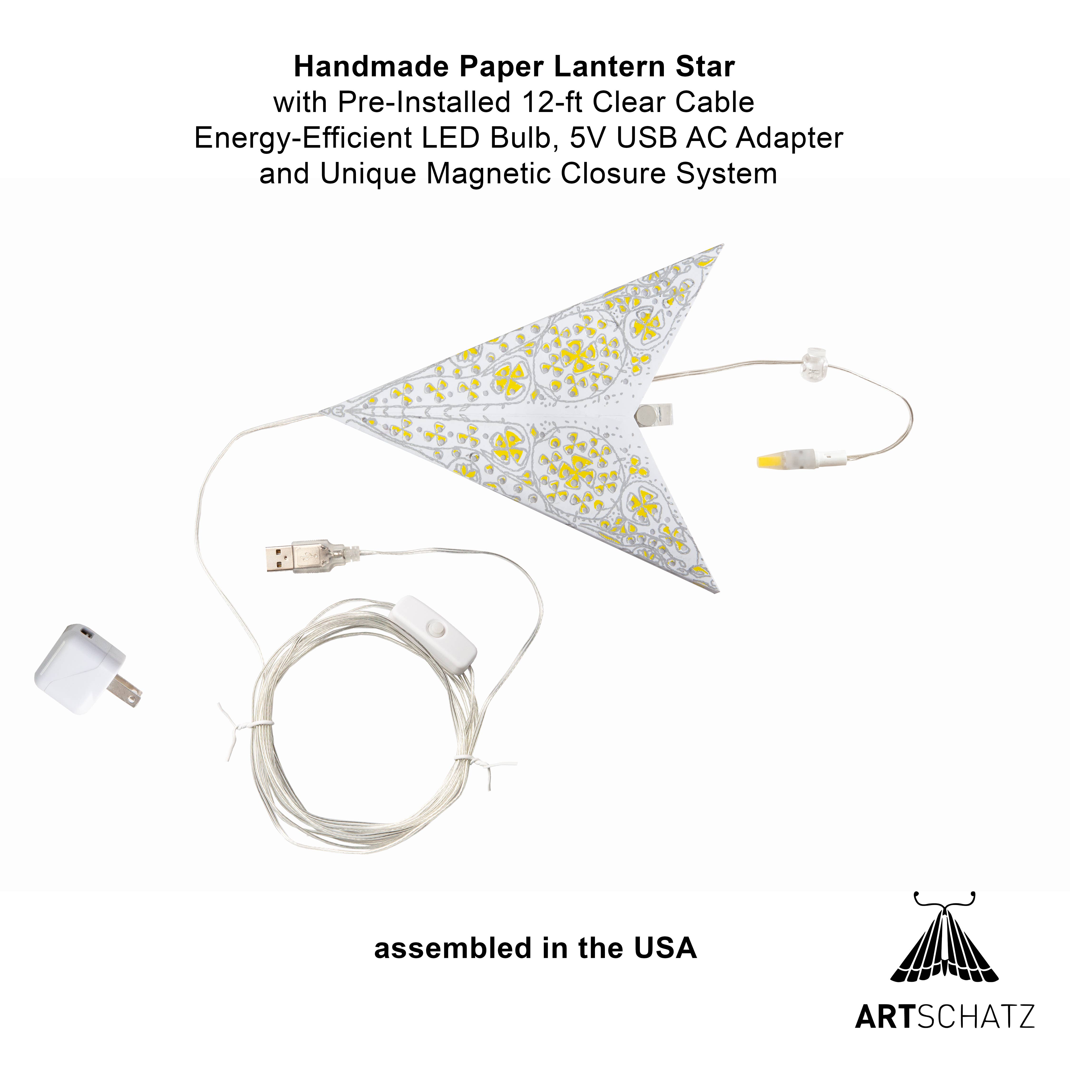 Artschatz LLC - Vendita all'ingrosso Lanterne/lampade di carta - Cathedral ~ 5 P 15", lanterna Starlight in carta bianca/gialla2