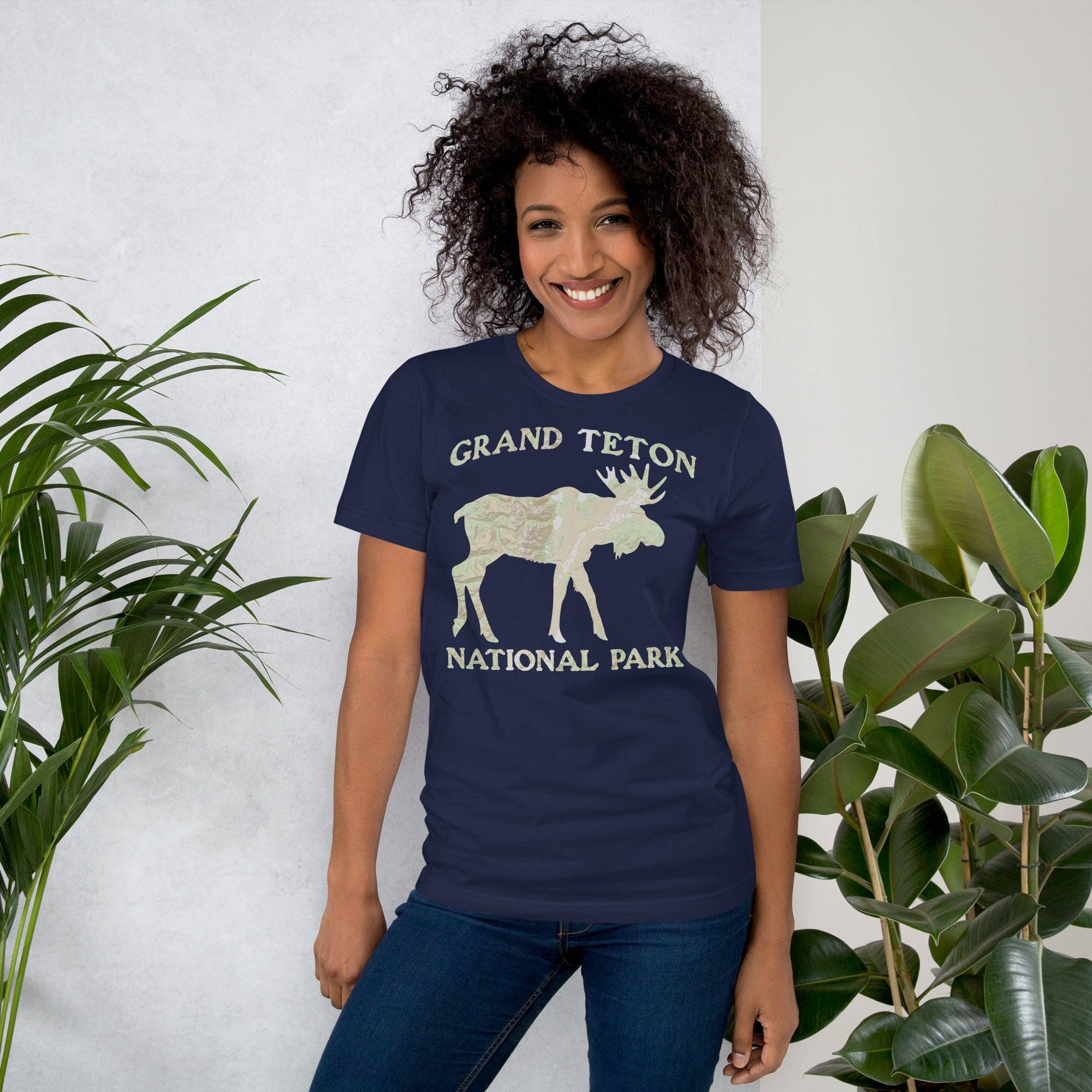 Parks Apparel - Wholesale Screen Printed T-Shirt - Unisex - Grand Teton Moose Topo T-shirt1