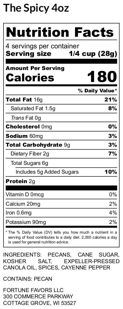 Fortune Favors - Wholesale Nuts - 4oz Fortune Favors The Spicy Candied Pecans10