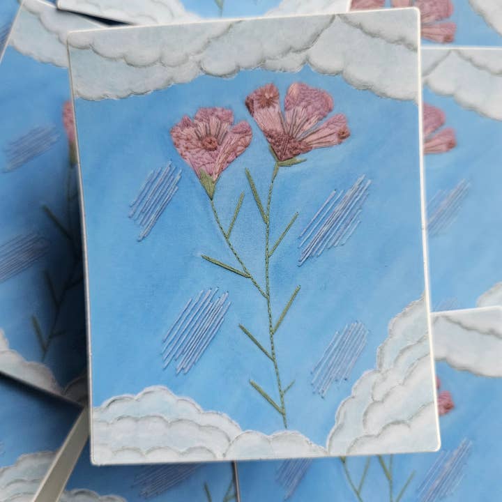 Autocollant en vinyle résistant aux intempéries avec broderie Adieu au printemps pour la vente par Biobroidery