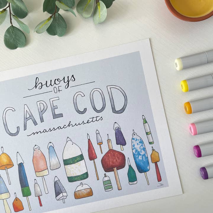 Buoys of Cape Cod | Recycled Cardstock Print for wholesale by D. Prince Designs