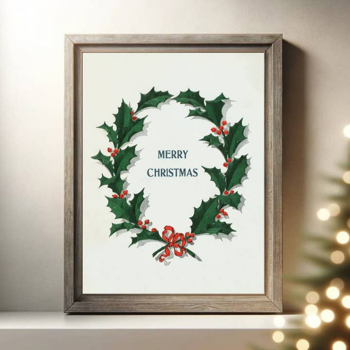 Christmas Holly Wreath Canvas: Holiday Decor for wholesale by Printmast Canvas Studio