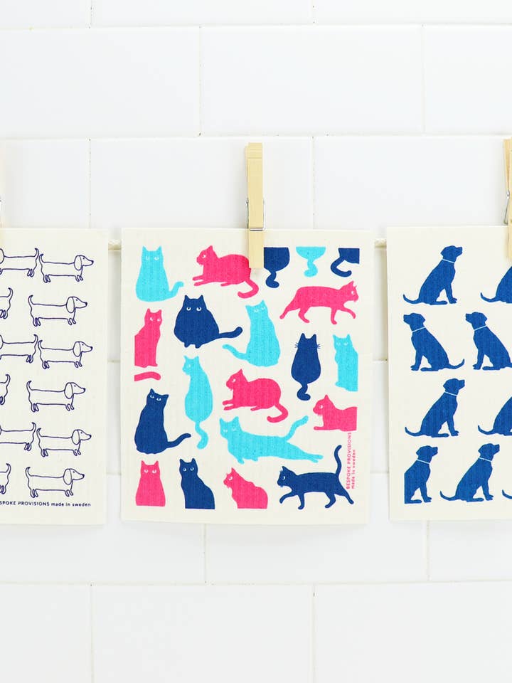 Dogs and Cat Assortment Swedish Dishcloth for wholesale by Bespoke Provisions