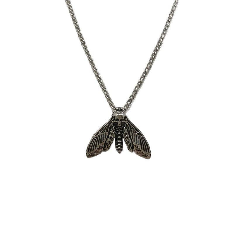 SALINA TRADING INC - Wholesale Pendant/Charm Necklace - Vintage Gothic Skull Moth Pendant Necklace Alloy Chain6