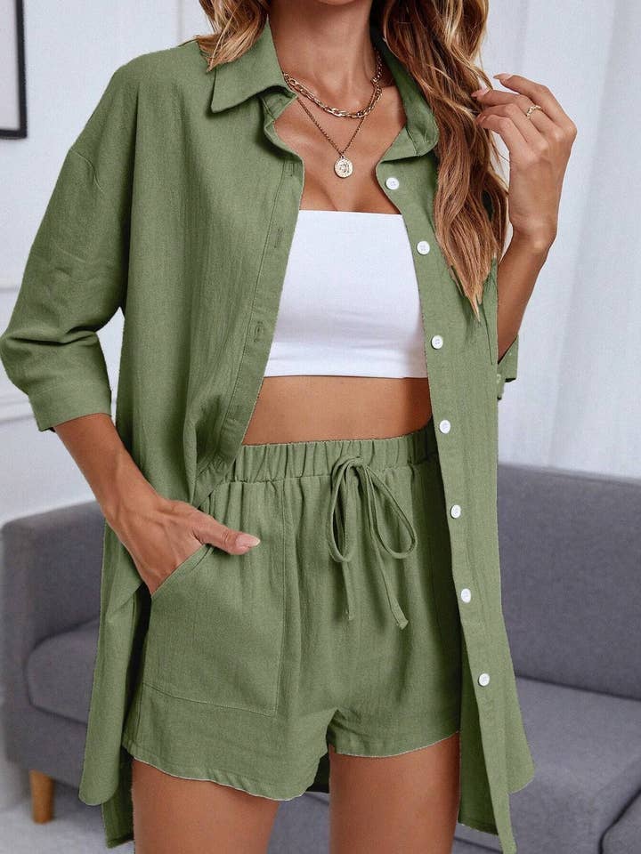 Single-Breasted Shirt Casual Loose Set for wholesale by HIDDENBRAND
