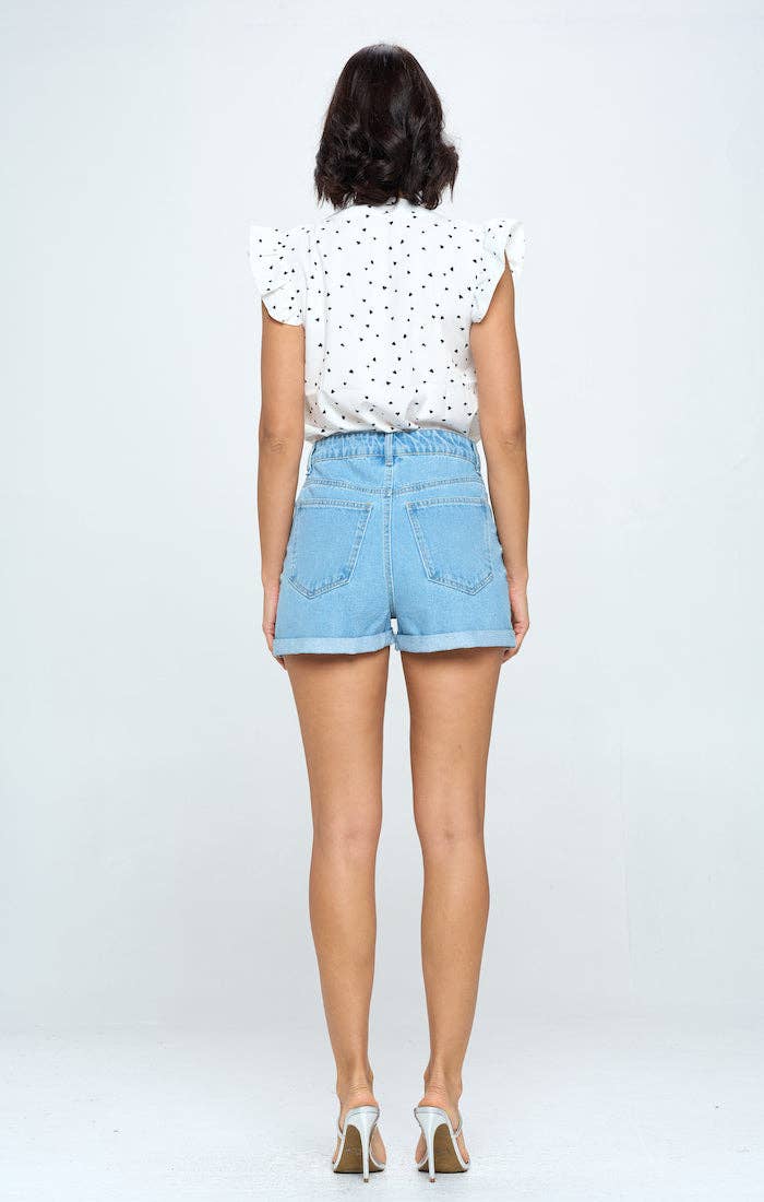BLUE AGE - Wholesale Shorts - Women's - STRITCH HIGH RISE SOLID HEM DENIM SHORTS11