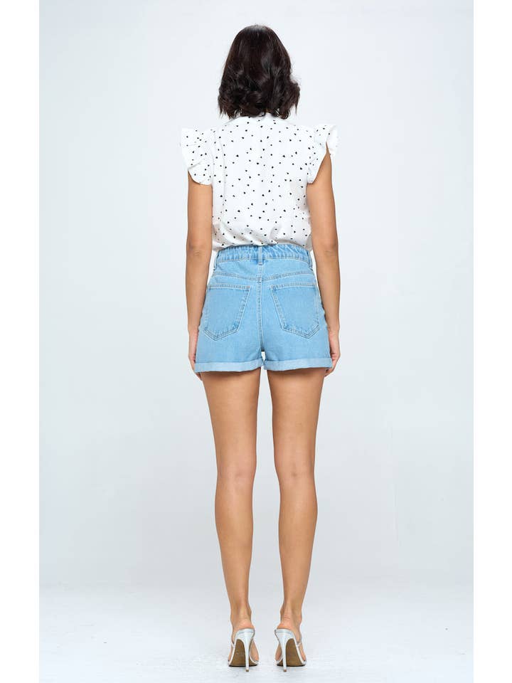 BLUE AGE - Wholesale Shorts - Women's - STRITCH HIGH RISE SOLID HEM DENIM SHORTS11