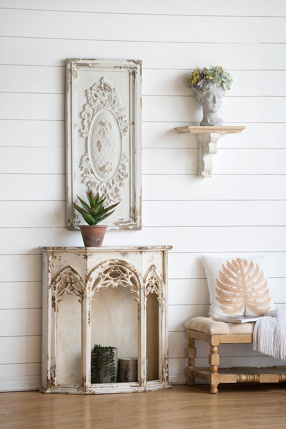 A&B Home Group Inc. - Wholesale Wall Accent - 18x39.5" Large Rectangle Magnesia Wall Panel Art, Cream5