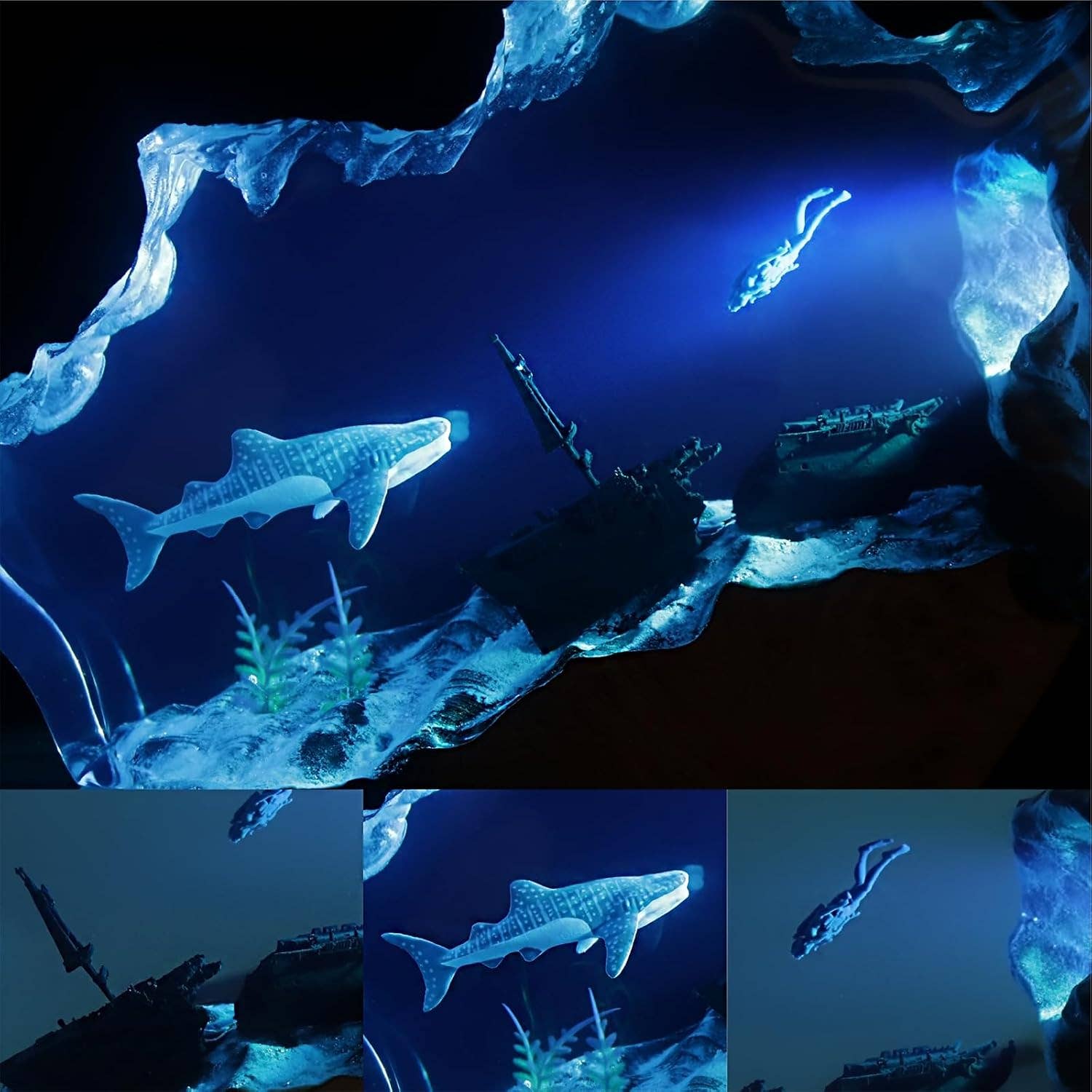 Merchemy – Großhandel Nachtlichter – Versunkene Bootharz-Hai-Wal-Lampe Ozean-Nachtlicht-Dekor2
