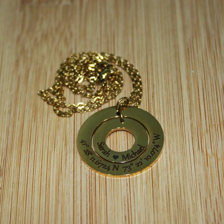 SoulfulMemory - Wholesale Pendant/Charm Necklace - Personalized Double Round washer Necklace engraving2
