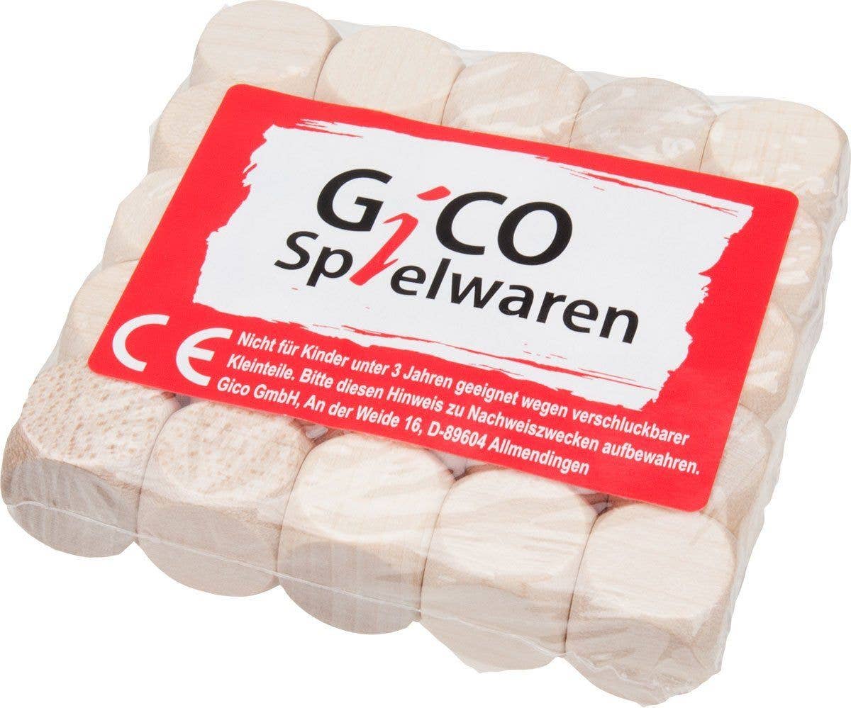 GICO Spielwaren - Wholesale DIY Craft Kit - 25 x GICO Blank Cubes Wooden Cubes Blank 16mm Natural 59641