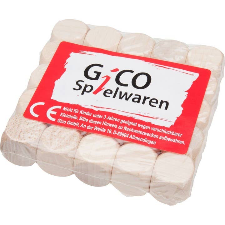 GICO Spielwaren - Wholesale DIY Craft Kit - 25 x GICO Blank Cubes Wooden Cubes Blank 16mm Natural 59641