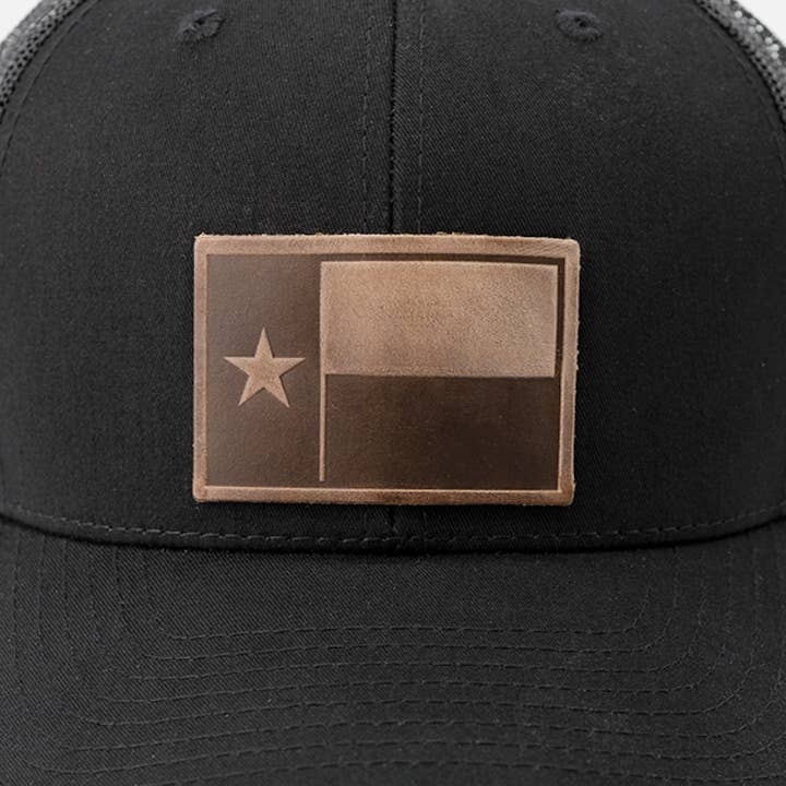 Range Leather Co. - Wholesale Trucker Hat - Unisex - Texas Flag Hat | Leather Patch Trucker Hat1