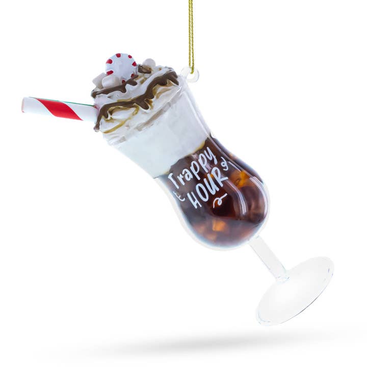 Frappy with Whipped Cream Glass Ornament for wholesale by BestPysanky