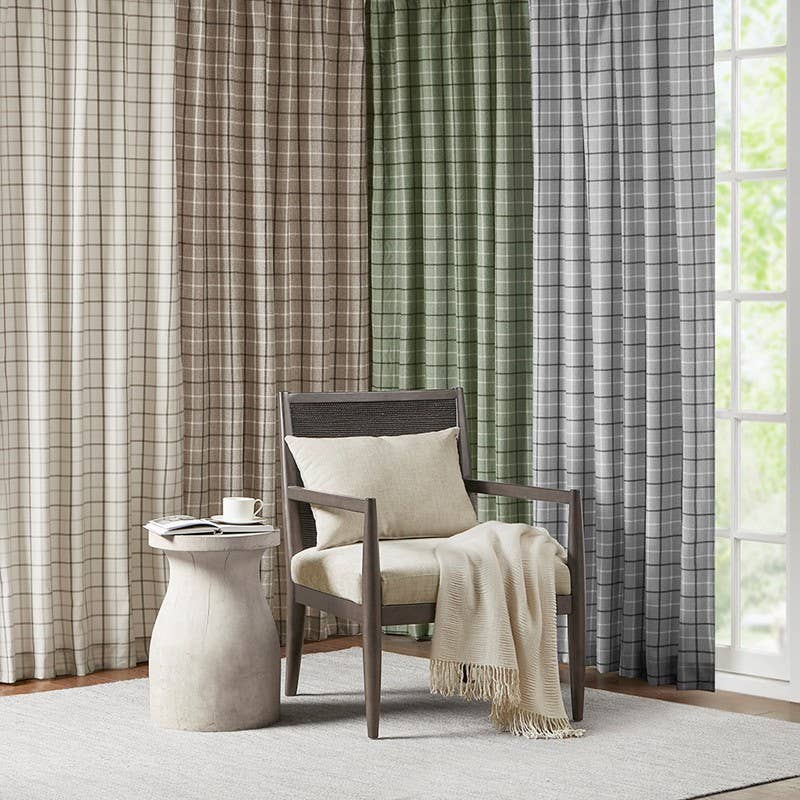 Olliix - Wholesale Curtain - Yarn-Dyed Plaid Light Filtering Curtain Panel, Brown13