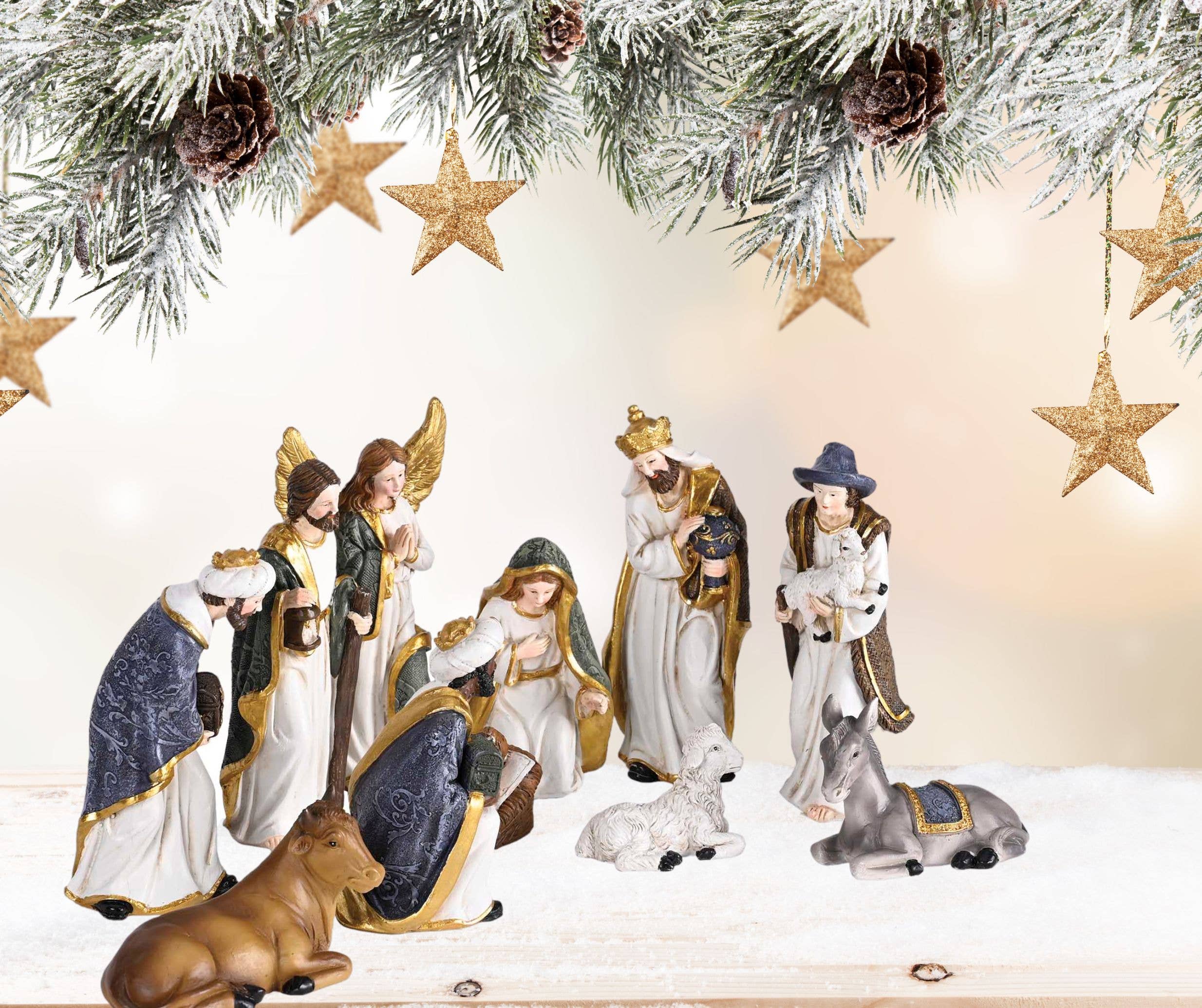 Dicksons - Wholesale Nativity Scene Decor - Nativity 11 Piece 5H White Gold Color2