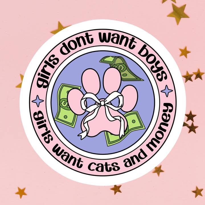 Funny Cat Cats Relatable Girls Waterproof Vinyl Sticker for wholesale by Stickers+ X Ashley Bexar