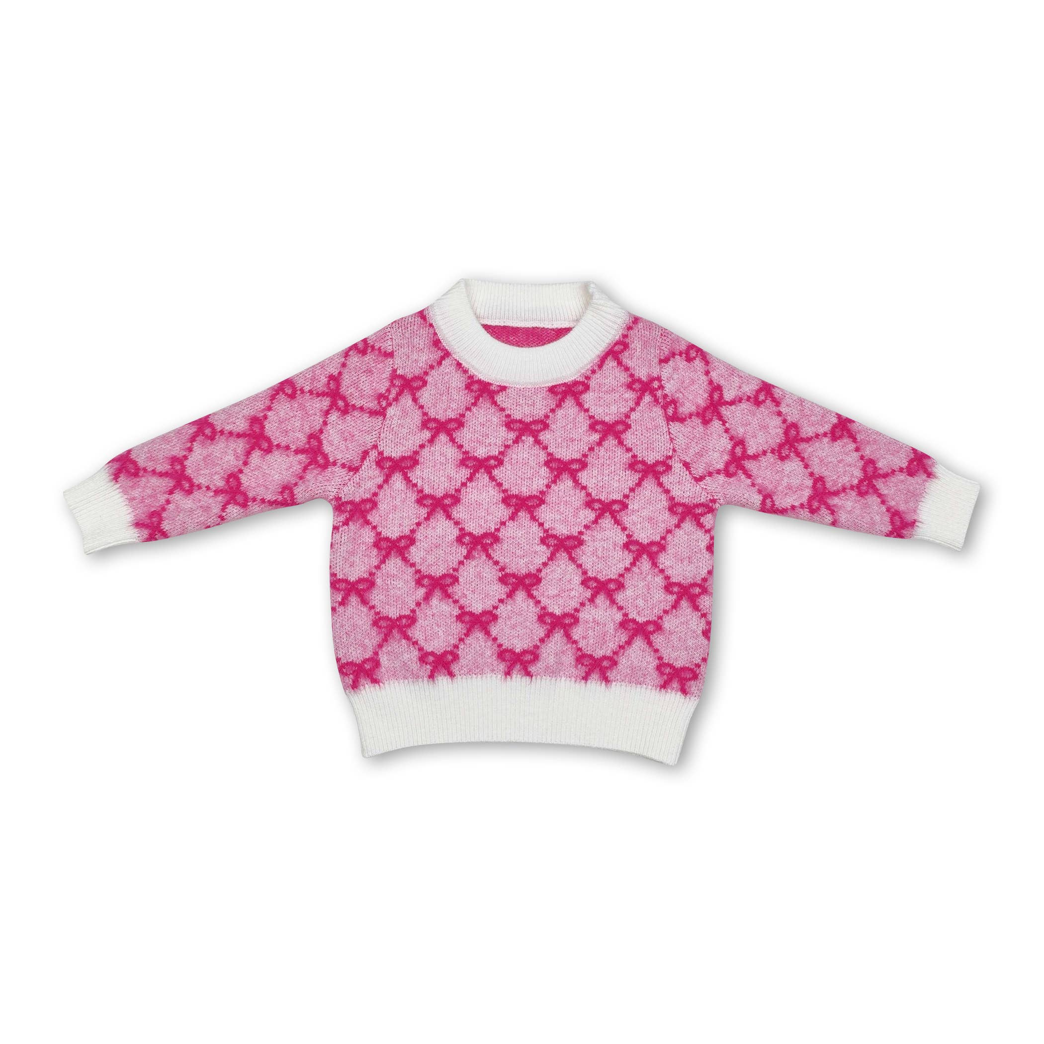 Yawoo Garments - Vente Pull en maille – enfant - Pull d'hiver en coton à nœud rose pour filles3