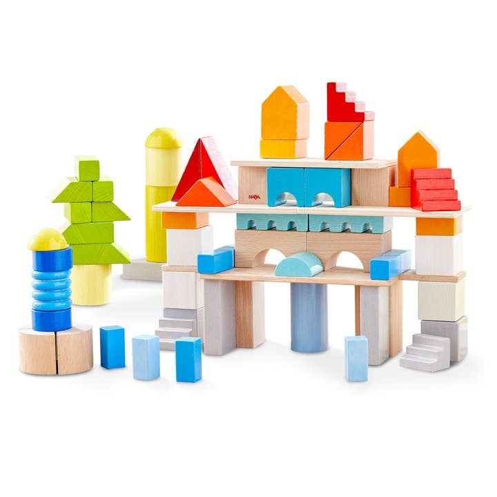 Colored Building Blocks - 85 Piece Set for wholesale by HABA USA