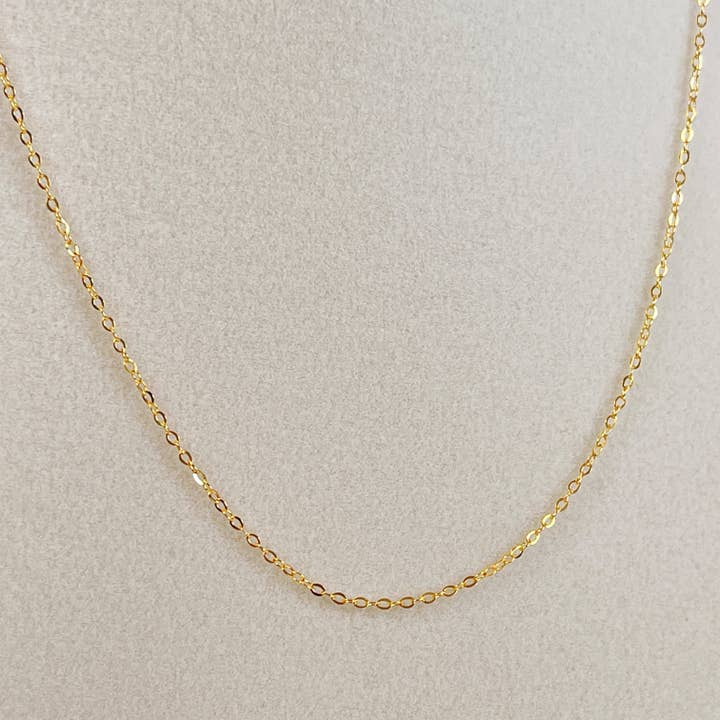 Melange Blanc - Vente Collier maille et chaîne - N027 Collier à maillons ras du cou minimaliste en or vermeil 18 carats8