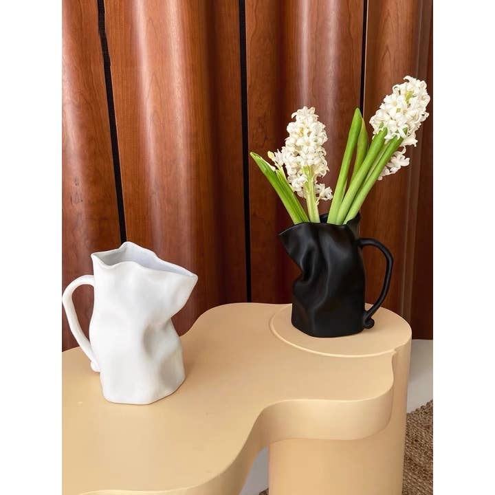 INSPECIAL HOME - Wholesale Vase - Handmade Ceramic Nordic Wrinkle Jug Pitch Vase Case Of 18