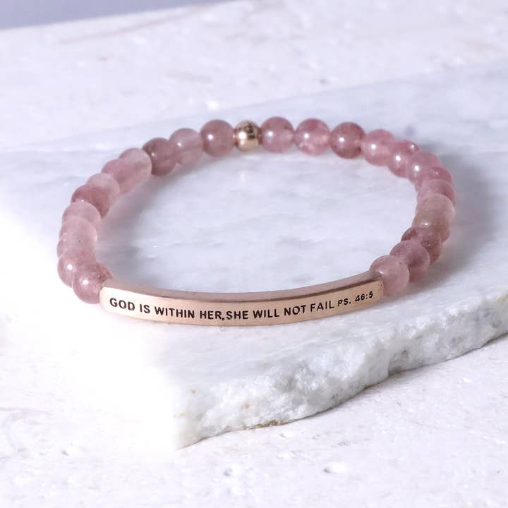 The Inspiration Company - Wholesale Beaded Bracelet - Kids - God Is Within Her She Will Not Fail - Psalms 46:5 Kids Tee